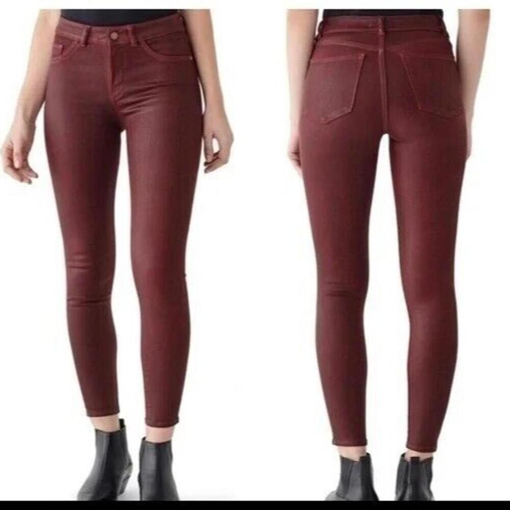DL1961 Brown Size 25 Coated Cotton Denim Stretch High Rise Emma‎ Skinny Jeans